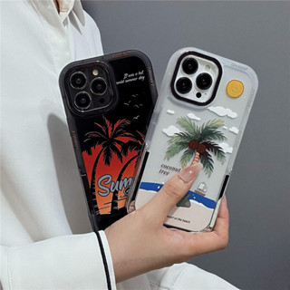 [เคสโทรศัพท์มือถือ กันกระแทก ลายต้นมะพร้าว ชายหาด] สําหรับ iPhone14pro 13 12 pro max 11