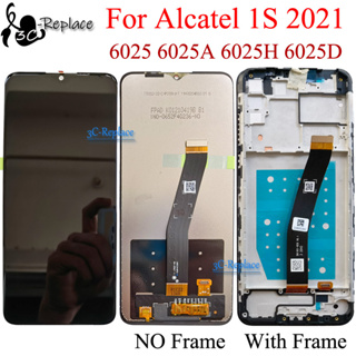 หน้าจอสัมผัส LCD 6.52 นิ้ว พร้อมกรอบ สีดํา สําหรับ Alcatel 1S 2021 6025 6025A 6025H 6025H_EEA 6025D OT6025 3L (2021) 6056