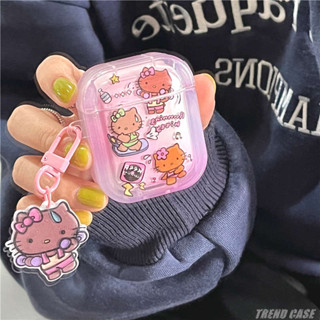 SANRIO เคสหูฟังบลูทูธไร้สาย ลายการ์ตูน Hello Kitty สีดํา พร้อมพวงกุญแจ สําหรับ Airpods Pro2