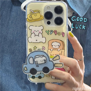 เคสโทรศัพท์มือถือ กันตก ปิดด้านหลัง ลายการ์ตูนลูกสุนัขน่ารัก สองชั้น สําหรับ IPhone 14 13 12 11 Pro Max