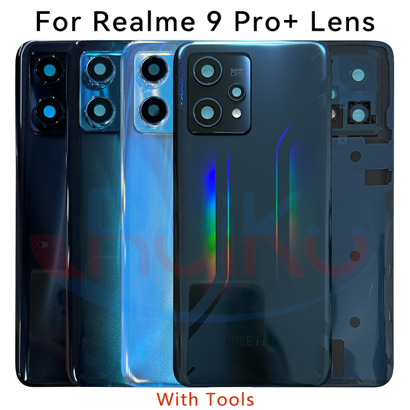 6.4 "สําหรับRealme 9 Pro + ฝาครอบแบตเตอรี่แผงกระจกสําหรับRealme 9 Pro Plusด้านหลังเคสโทรศัพท์ฝาปิดเปลี่ยนเปลือก
