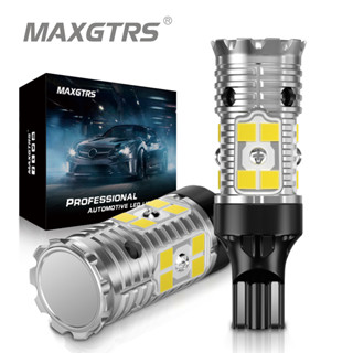 Maxgtrs หลอดไฟถอยหลังรถยนต์ LED 1500LM W16W T15 921 912 สีขาวอําพัน 2 ชิ้น