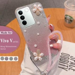 เคส case Samsung S23 Ultra S23 Plus S22 S21Plus Ultraโทรศัพท์มือถือ ประดับกลิตเตอร์ พลอยเทียม ไข่มุก ไล่โทนสี 3D หรูหรา สําหรับ