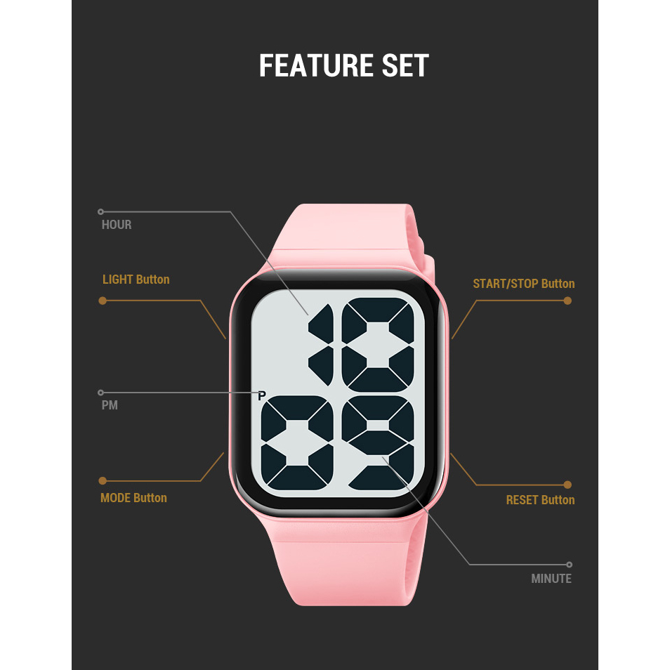 Skmei นาฬิกาข้อมือดิจิทัล อิเล็กทรอนิกส์ สายหนัง PU กันน้ํา หรูหรา สไตล์สปอร์ต แฟชั่นสําหรับผู้ชาย และผู้หญิง - รูปที่ 5