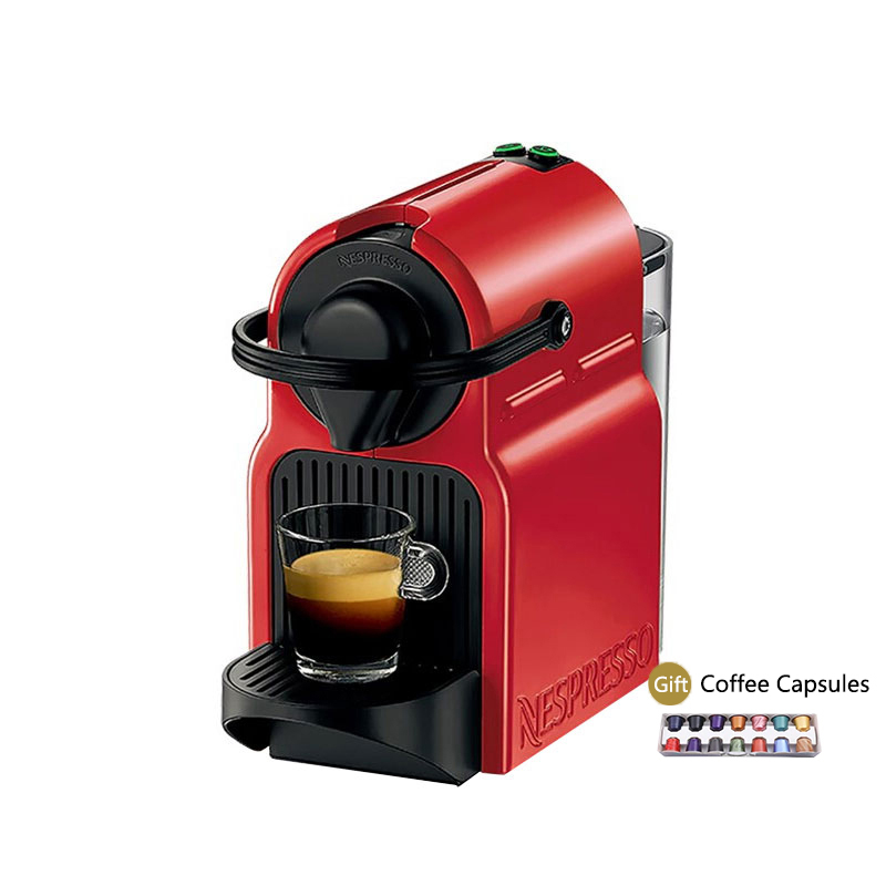 Nespresso เครื่องชงกาแฟแคปซูล Inissia C40 D40 ขนาดเล็ก แบบพกพา ด้ามจับตามหลักสรีรศาสตร์ ฟรีแคปซูลกาแฟ สีแดง ขาว