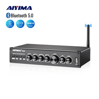 Aiyima เครื่องขยายเสียงซับวูฟเฟอร์ อัพเกรด A09 TPA3116 HiFi บลูทูธ 5.0 5.1 50Wx6