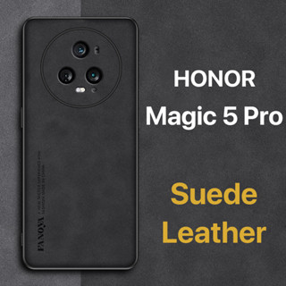 หนังกลับ เคส HONOR Magic 5 Pro Case สัมผัสที่สบาย ป้องกันลายนิ้วมือ ขอบTPUนุ่ม ป้องกันกล้อง ปกป้องหน้าจอ กันกระแทก honor magic5