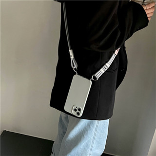 เคสโทรศัพท์มือถือนิ่ม สีเทา พร้อมสายคล้อง 3 สาย สําหรับ Iphone 14Promax 13Mini 11 12Pro Xsmax X XS 7 8plus XR SE2 6s