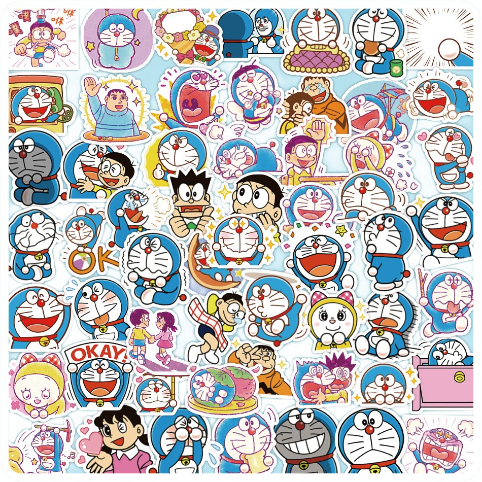 60 ชิ้นคลาสสิกอะนิเมะโดราเอมอนสติกเกอร์สําหรับแล็ปท็อปหมวกกันน็อคโน๊ตบุ๊คDecalwhimsywashwionders