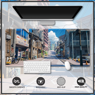 แผ่นรองเมาส์เล่นเกม ขอบยาง ขนาดใหญ่ แบบเย็บติดกัน สไตล์โตเกียว สําหรับคอมพิวเตอร์ตั้งโต๊ะ