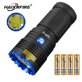 Haixnfire H35 ไฟฉาย LED 8000 ลูเมน ชาร์จ USB สําหรับตั้งแคมป์ กลางแจ้ง 6 ชิ้น