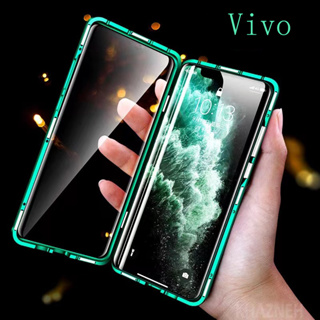 Vivo V29 V27/V25/Y02s/V27e 5G Y02 Y16 Y22s Y22 Y35 V25/X80 Pro Y52 Y72 เคสป้องกันโทรศัพท์มือถือกระจกนิรภัย แบบแม่เหล็ก สองด้าน 360 องศา สําหรับ