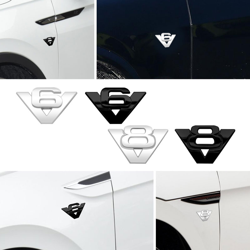 สติกเกอร์โลโก้โลหะโครเมี่ยม V6 V8 3D สําหรับติดตกแต่งรถยนต์