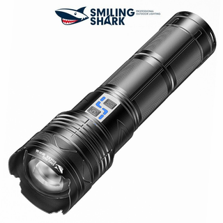 Smiling Shark SD5999 ไฟฉาย Led M77.2 10000 ลูเมนส์ สว่างมาก มีประสิทธิภาพ 181300 พาวเวอร์ดิสเพลย์ฉุกเฉิน แบบชาร์จ USB 2400mAh สําหรับตั้งแคมป์ เดินป่า กลางแจ้ง