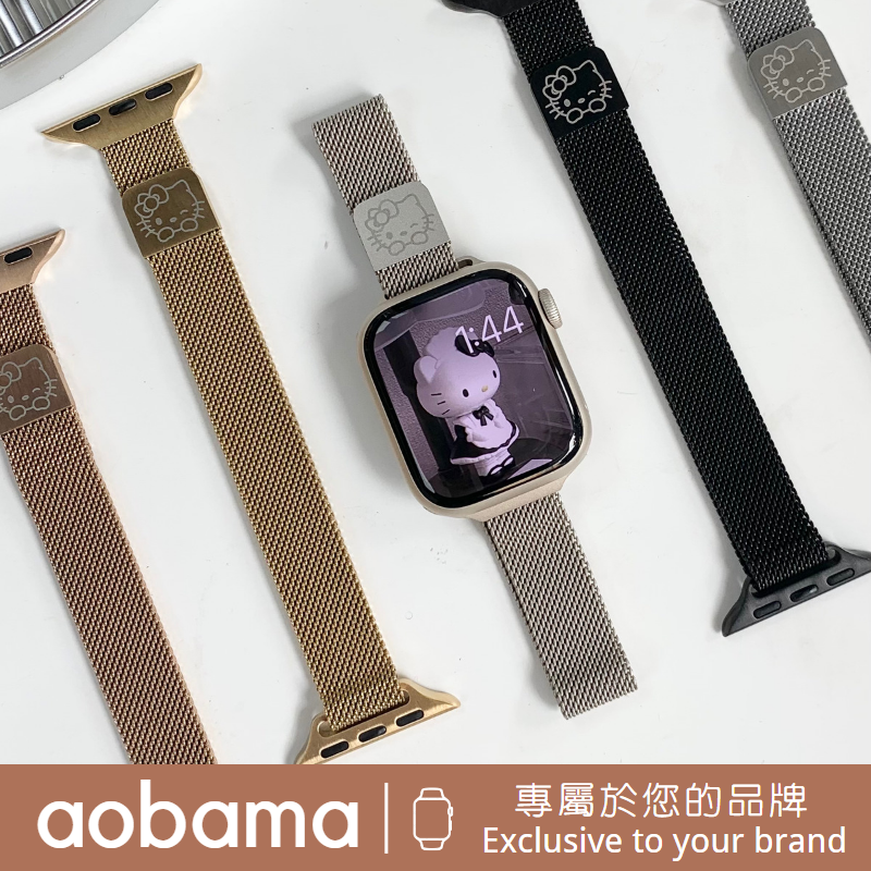 สายนาฬิกาข้อมือสเตนเลส แบบบาง ลาย Hello Kitty Milan สําหรับ Apple Watch 8567 Generation SE 40 มม. 41 45 มม.