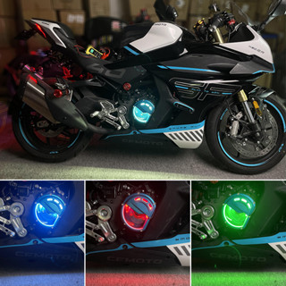 【SEMSPEED】แผ่นครอบคลัทช์เครื่องยนต์ พร้อมไฟ LED สําหรับรถจักรยานยนต์ CFMOTO 450SR 2022-2023