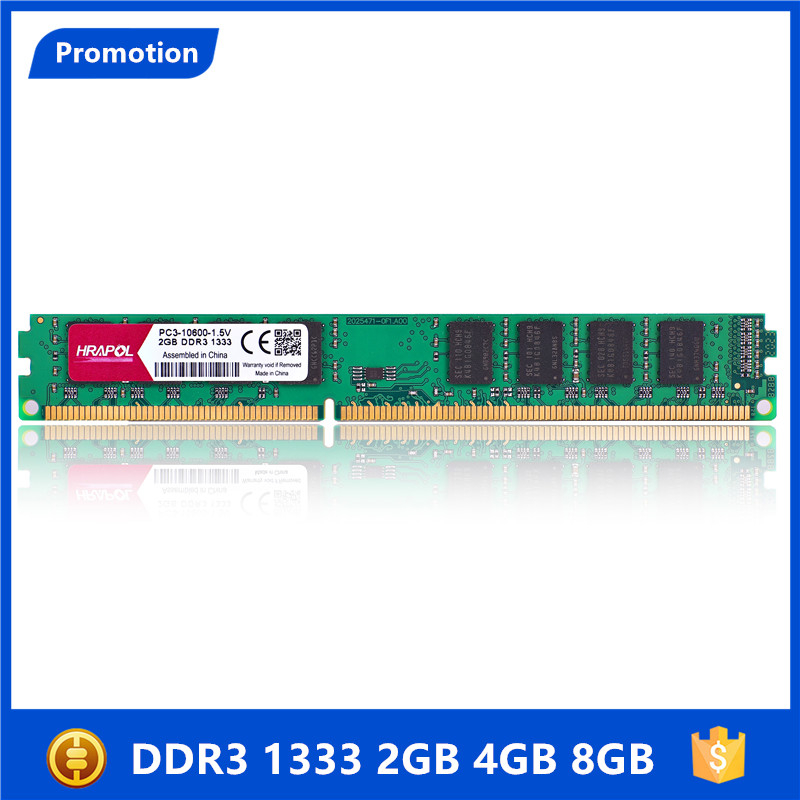 Hrapol หน่วยความจําเดสก์ท็อป RAM DDR3 8GB 4GB 2GB 1333MHz PC3-10600U 240 Pin 1.5V PC3 10600-1333 MHz DDR3 2G 4G 8G