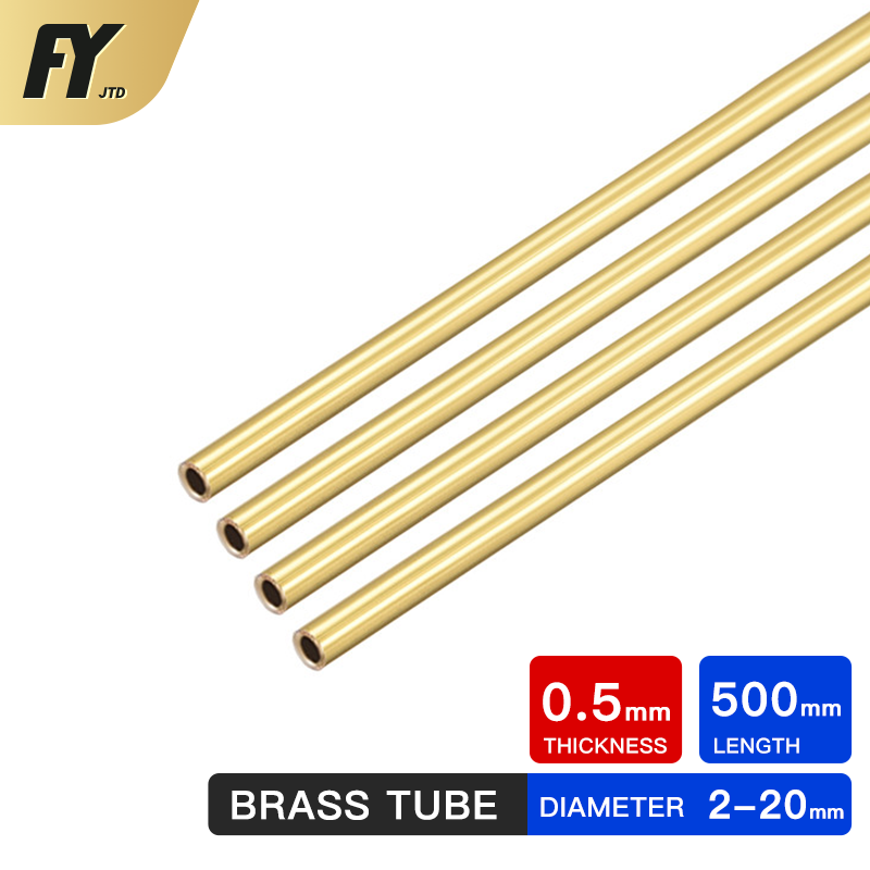 ท่อทองแดง ทองเหลือง หนา 0.5 มม. ยาว 500 มม. 2 3 4 5 6 7 8 9 10 11 12 13 14 15 16 17 18 19 20 มม. DIY
