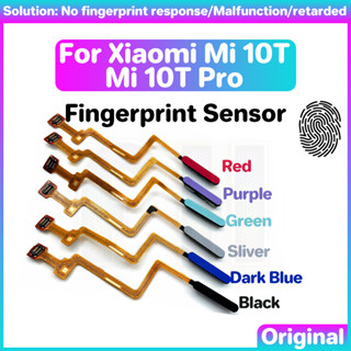 เซนเซอร์ลายนิ้วมือ แบบเปลี่ยน สําหรับ Xiaomi xm Mi 10t pro Dark Blue Black Purple Silver Red Green touch id sensor home return key flex cable ribbon power button flex