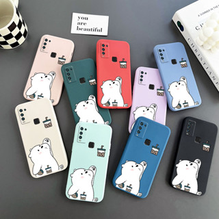 เคสโทรศัพท์มือถือ Tpu นิ่ม ลายการ์ตูนหมีชานม สีขาว พร้อมสายคล้อง สําหรับ Vivo Y50 Vivo Y30 Y30i Vivo Y51 2020 Vivo Y31 Vivo Y51A Vivo Y01