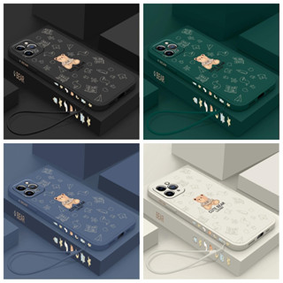 เคส Realme C55 2023 C31 C35 C30 C30s C33 ขอบตรง 90 °ซิลิโคนพลาสติกเชือกตุ๊กตาหมี