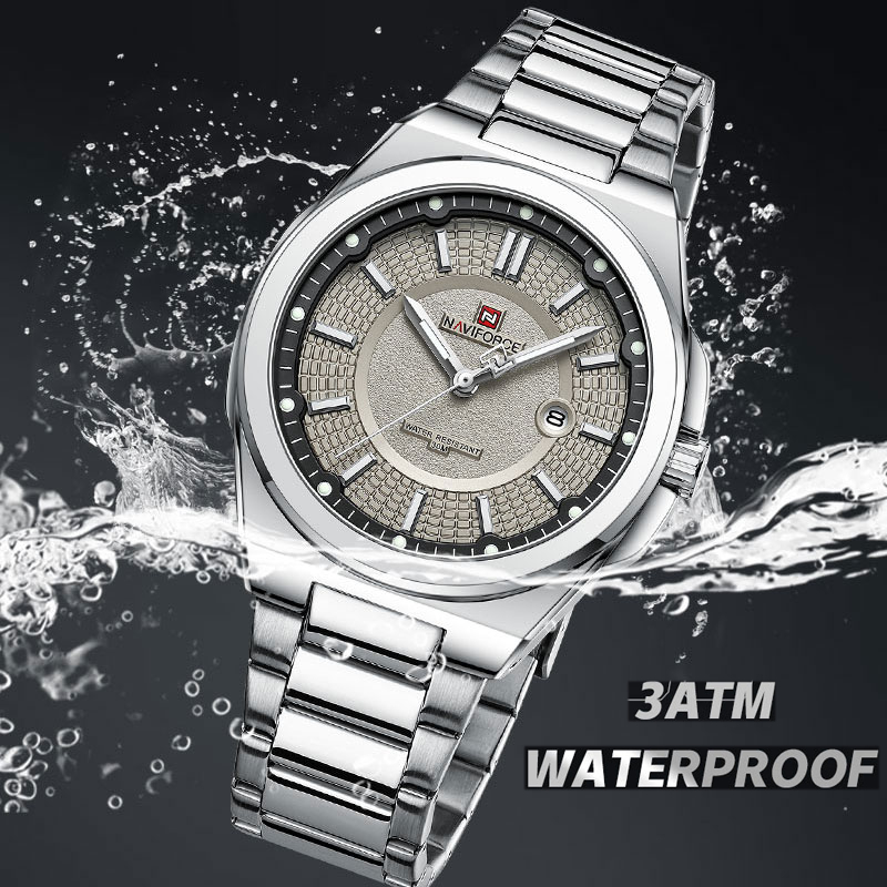 Naviforce 2023 ใหม่ นาฬิกาข้อมือควอตซ์ลําลอง สายสเตนเลส กันน้ํา สไตล์คลาสสิก สําหรับผู้ชาย 9212