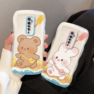 เคสโทรศัพท์มือถือ ลายหมี และกระต่ายน่ารักมาก สําหรับ OPPO Reno2F A9 2020 A5 2020 Reno2 Reno5 Reno6 Reno7 Reno8 Reno8T Reno8z