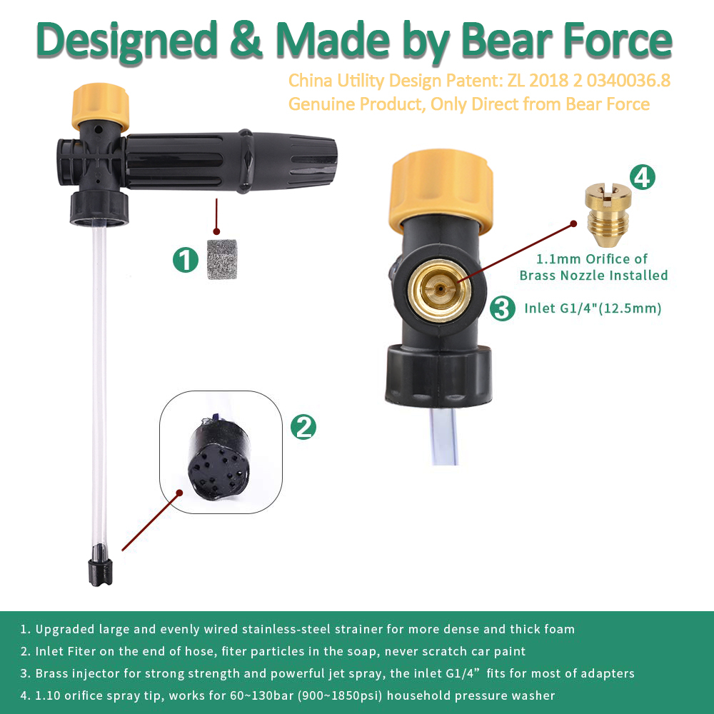 Bear FORCE หัวฉีดโฟมแรงดันสูง สําหรับเครื่องกําเนิดไฟฟ้า Ryobi Karcher Huter Makita - รูปที่ 2