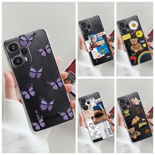 เคสโทรศัพท์มือถือแบบนิ่ม TPU ใส ลายการ์ตูนผีเสื้อ สําหรับ Redmi Note 12 Note12