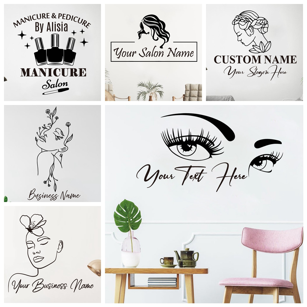 สติ๊กเกอร์ติดผนังลายขนตาศิลปะ สำหรับตกแต่งร้านเสริมสวยและบ้าน