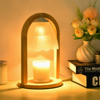 Candle Warmer Wax Melting Device Lamp Wood Candlelights NightLight  with timer