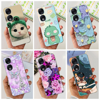 เคสโทรศัพท์ซิลิโคน TPU แบบนิ่ม ลายไดโนเสาร์ และแมวน่ารัก สําหรับ Honor 90 REA-AN00 90 Pro REP-AN00 2023 Honor90 90Pro 5G