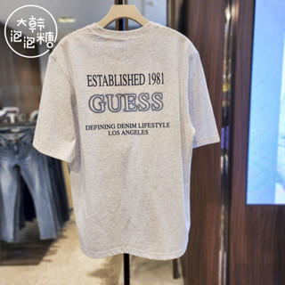 Guess ใหม่ เสื้อยืดคอกลม แขนสั้น สไตล์สปอร์ต สําหรับผู้ชายและผู้หญิง