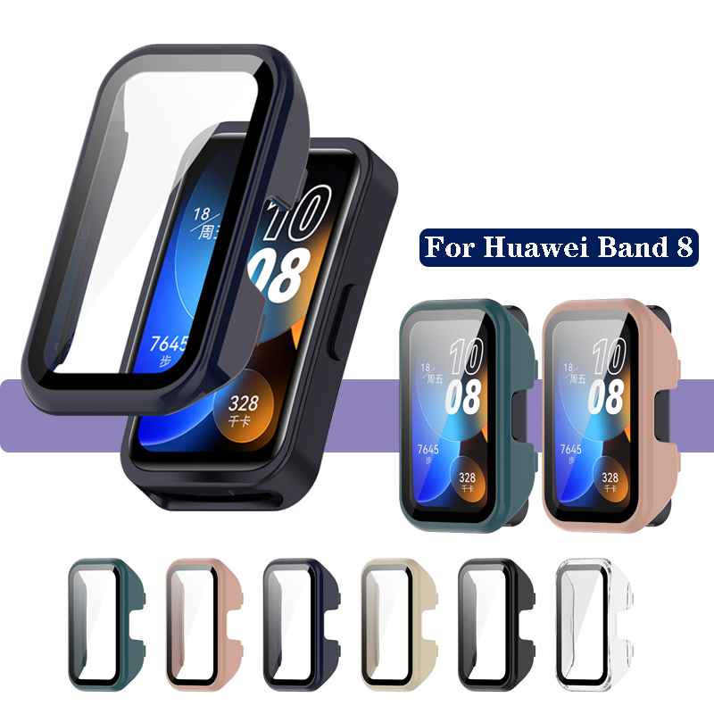 เคสสําหรับ Huawei Band 10 9 8 แฟชั่น แข็ง PC กรอบ เคสกันกระแทก + HD บาง กระจกนิรภัย ป้องกันรอยขีดข่วนหน้าจอ
