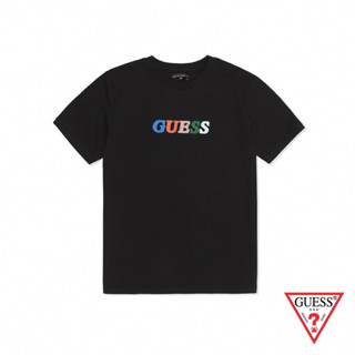 Guess ใหม่ เสื้อยืด คอกลม สไตล์สปอร์ต สําหรับผู้ชาย และผู้หญิง