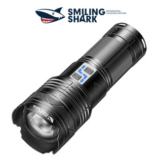 Smiling Shark SD5998 ไฟฉายชาร์จไฟ ไฟฉายที่มีประสิทธิภาพ ไฟฉาย led M77.2 10000 Lumen LED ไฟฉาย 18650 11200mAh USB แบบชาร์จไฟได้