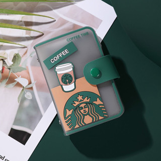 กระเป๋าใส่เหรียญ แบบนิ่ม ลาย Starbucks น่ารัก หรูหรา ระดับไฮเอนด์ สําหรับใส่บัตรประจําตัวประชาชน