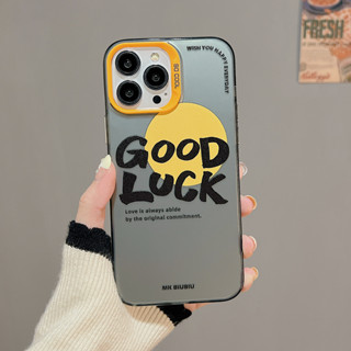 ใหม่ เคสโทรศัพท์มือถือ กันกระแทก ลาย GOOD LUCK สีเงิน สําหรับ iPhone 14promax 14pro 13pro 13promax 12promax 11