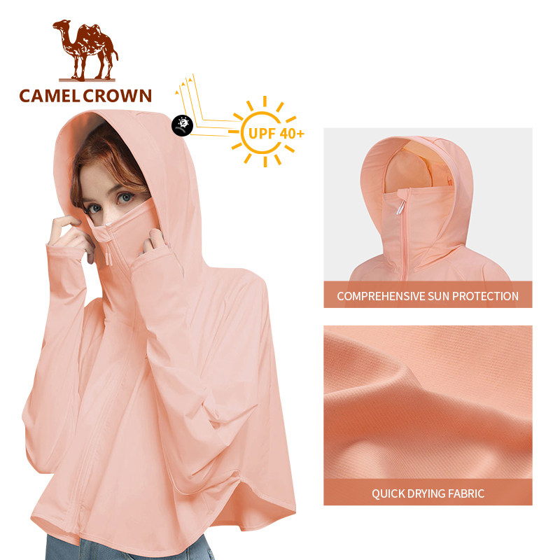 CAMEL CROWN เสื้อแจ็กเก็ต ผ้าเรยอน กันแดด ระบายอากาศ ป้องกันรังสียูวี สําหรับกลางแจ้ง