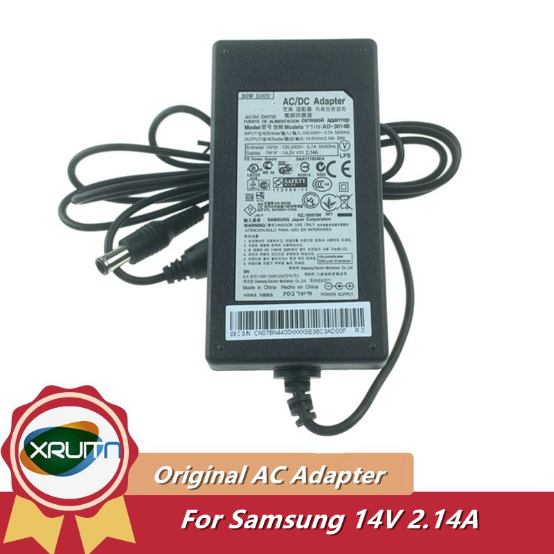 A3014-fpna 14V 2.14A 30W AC Adapter Charger สําหรับ Samsung Monitor แหล่งจ่ายไฟ AD-3014B ADS-30NJ-12 PS30W-14J1 A3014-FPN