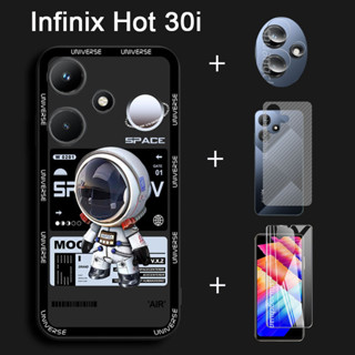 ฟิล์มกระจกนิรภัยกันรอยหน้าจอ ลายนักบินอวกาศ สําหรับ Infinix Hot 30i 4in1