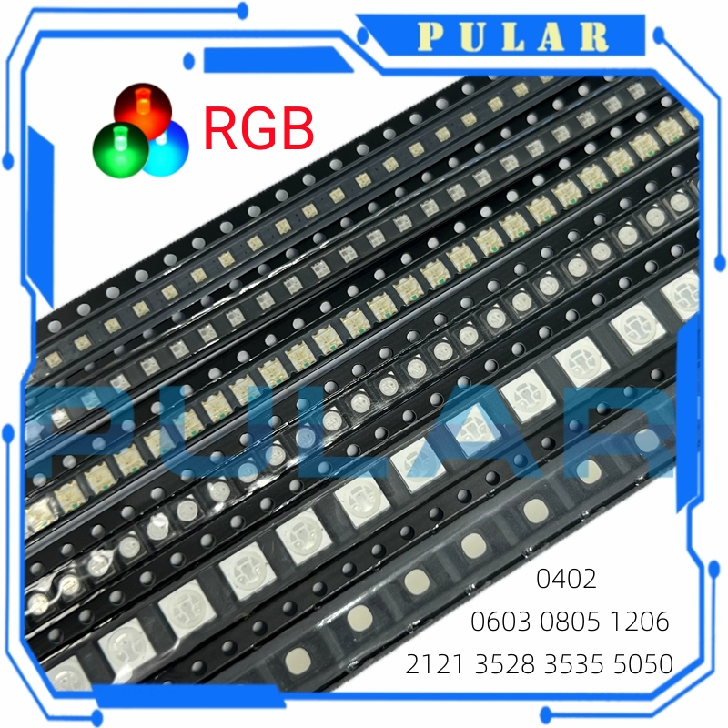 100pcs SMD LED RGB ไดโอด 3528 5050 1206 0402 0603 3535 2121 LED Alto Brillho Multicolor Diodo RGB คว