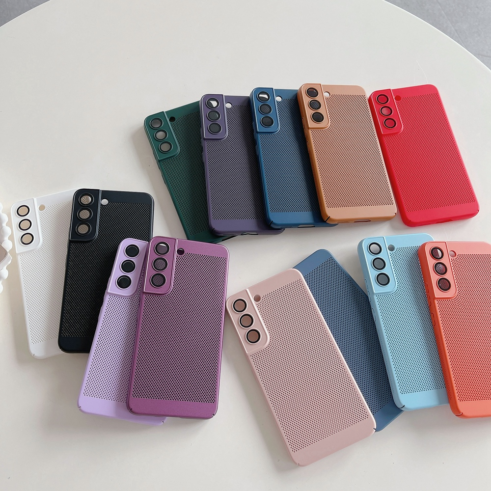 กระจกป้องกันกล้องเคสโทรศัพท์สําหรับ Samsung Galaxy S24 S25 หมายเหตุ 20 Ultra Hollow การกระจายความร้อนผิวปกแข็ง