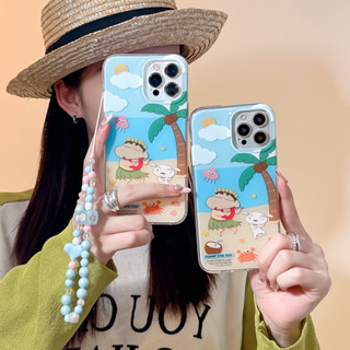 เคสโทรศัพท์มือถือ แบบนิ่ม ลายการ์ตูนชินจัง พร้อมสายโซ่คล้อง ป้องกันกล้อง สําหรับ iPhone 14 13 12 11 Pro Max