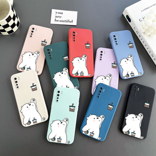 เคสโทรศัพท์มือถือ Tpu แบบนิ่ม ลายการ์ตูนหมีชานม พร้อมสายคล้อง สําหรับ Oppo A83 A54 4G A94 4G A93 4G A91