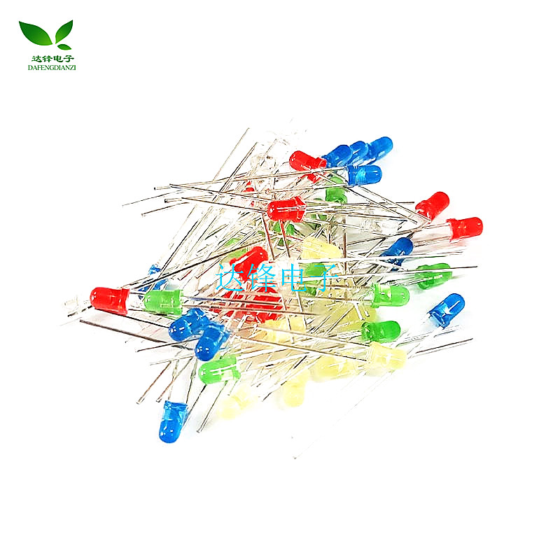 ไดโอดเรืองแสง สีขาว F5 3.5 มม. สีฟ้า สีแดง สีเหลือง สีเขียว