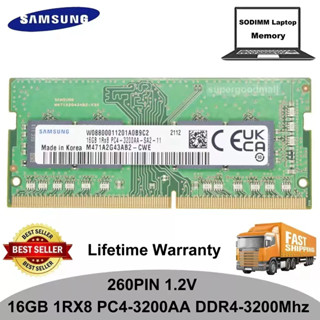 หน่วยความจําแล็ปท็อป Samsung 16GB 1RX8 PC4 3200AA DDR4 3200MHz 260Pin 1.2V SODIMM