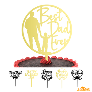 ป้ายอะคริลิค Happy Fathers Day Best Dad Ever สําหรับตกแต่งเค้ก 10 ชิ้น