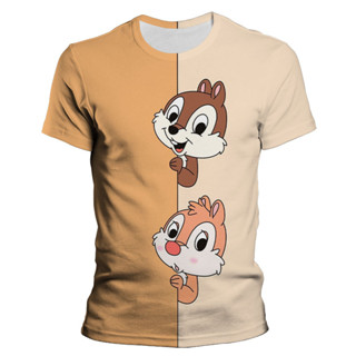 เสื้อยืดลําลอง พิมพ์ลาย Chip n Dale 3 มิติ แฟชั่นฤดูร้อน สําหรับเด็กผู้ชาย และเด็กผู้หญิง