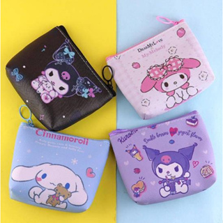 กระเป๋าใส่เหรียญ ผ้าแคนวาส แต่งซิป ลายการ์ตูน Sanrio mymelody Kuromi Cinnamoroll สําหรับเด็กผู้หญิง